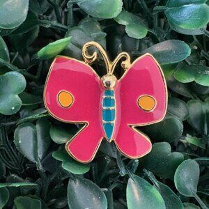 Vintage SFJ - Pink Enamel Butterfly Pin